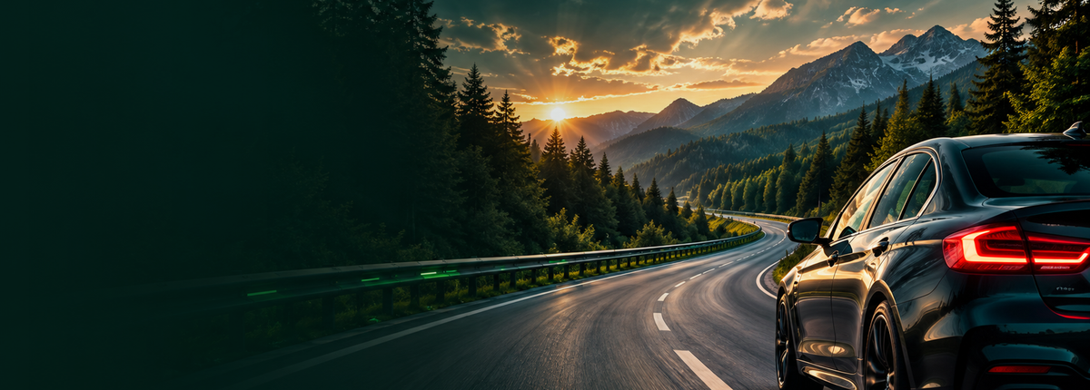 Fahrzeug auf einer kurvigen Bergstraße
